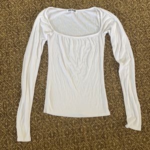 Joah brown square neck white long sleeved shirt